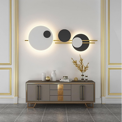 Applique murale LED ronde en métal blanc ou noir, 220V, 120 cm, avec gradation variable – éclairage décoratif pour hall, foyer, bureau ou salle à manger
